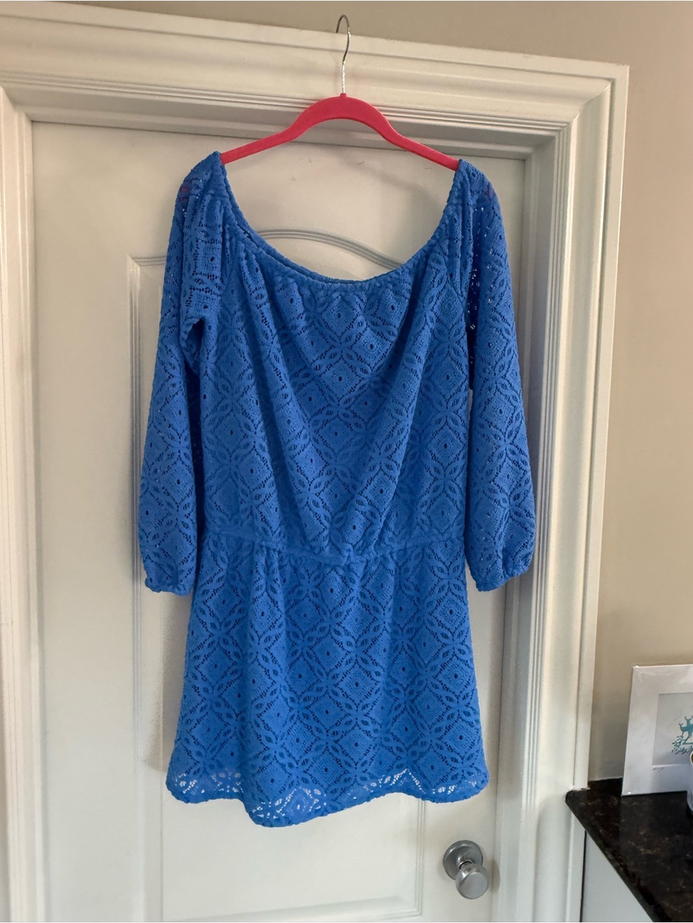 Lilly Pulitzer Blue Lace Off-Shoulder Women’s Romper